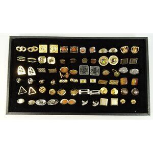 Huge Lot of Cufflinks 36 Pairs Vintage and Designer Cuff Links w Tray